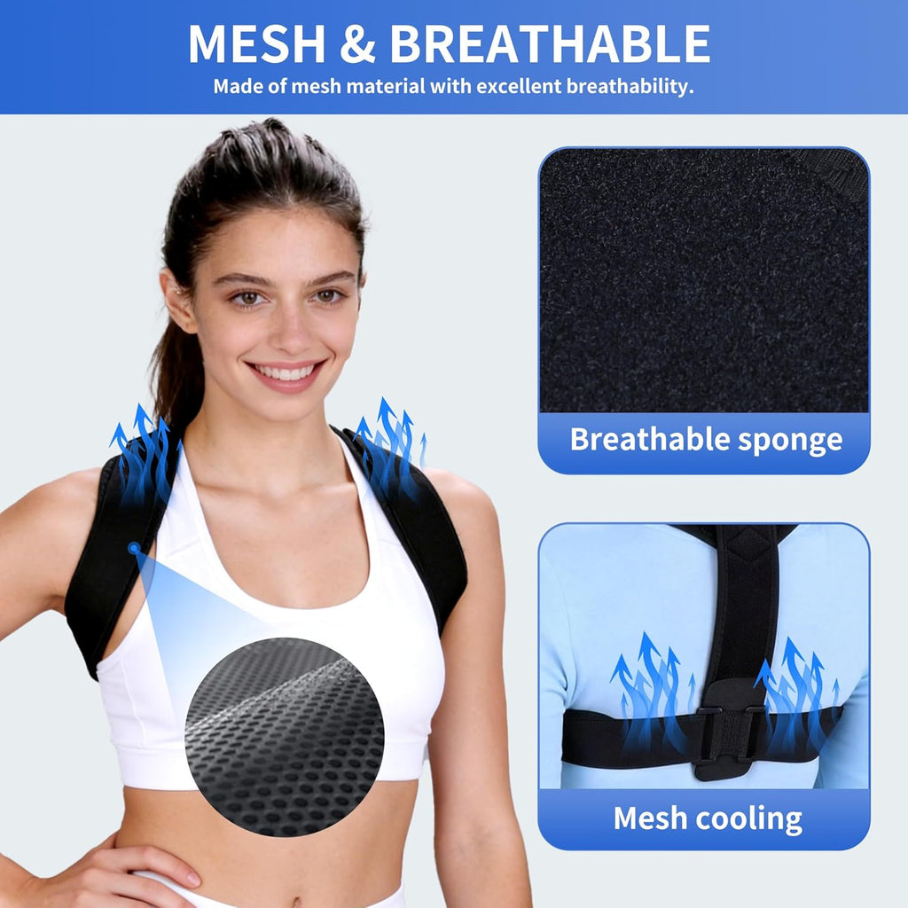 Upper Back Brace Posture Corrector for Women and Men, Adjustable Upper & Mid Back Support, Breathable Back Straightener for Neck, Shoulder & Clavicle Pain Relief