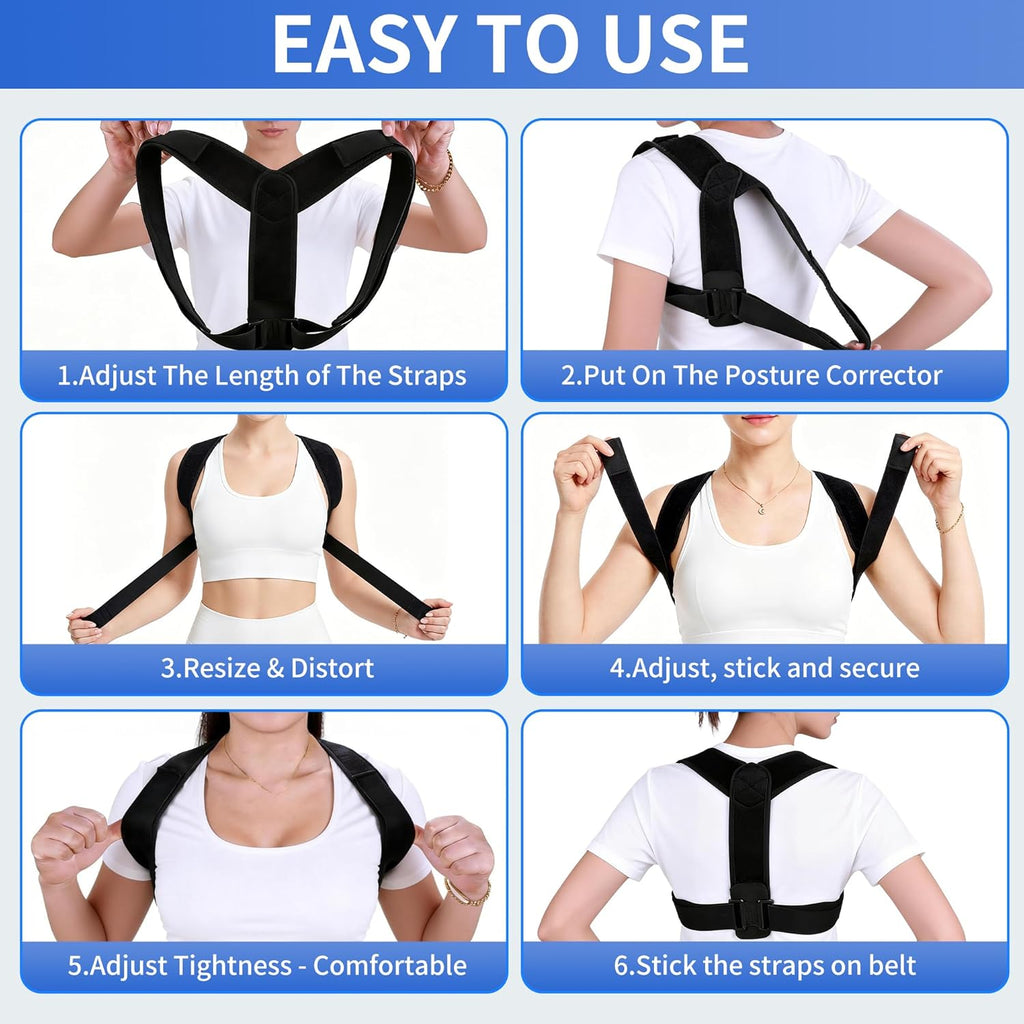 Upper Back Brace Posture Corrector for Women and Men, Adjustable Upper & Mid Back Support, Breathable Back Straightener for Neck, Shoulder & Clavicle Pain Relief