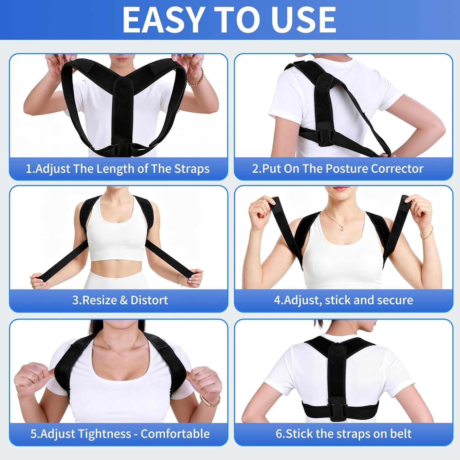 Upper Back Brace Posture Corrector for Women and Men, Adjustable Upper & Mid Back Support, Breathable Back Straightener for Neck, Shoulder & Clavicle Pain Relief