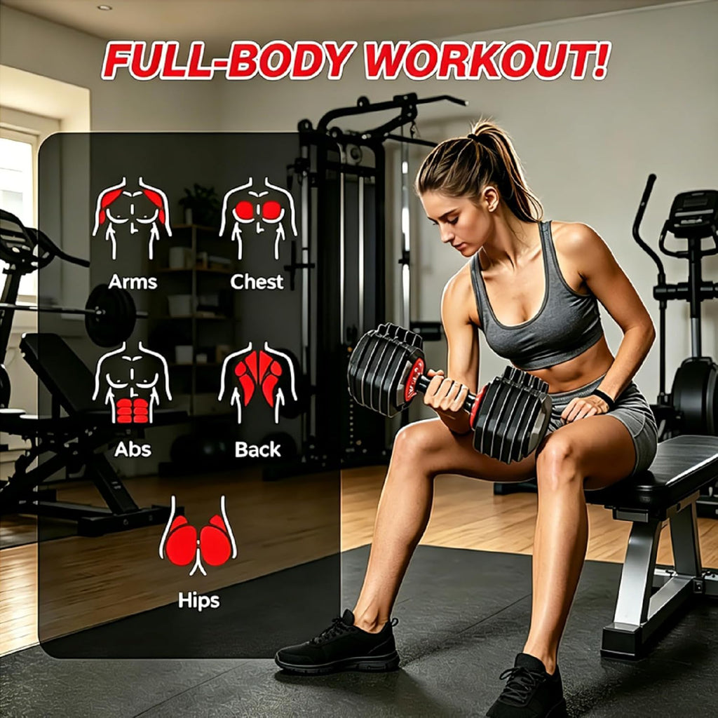 Adjustable Dumbbell Set 25 Lb to 55 Lb, Adjustable Dumbbells 10-In-1 Free Weight Set, 1-Second Dial Weight Adjustment,Space-Saving Design with Storage Base, Home Gym Strength Training Equipment