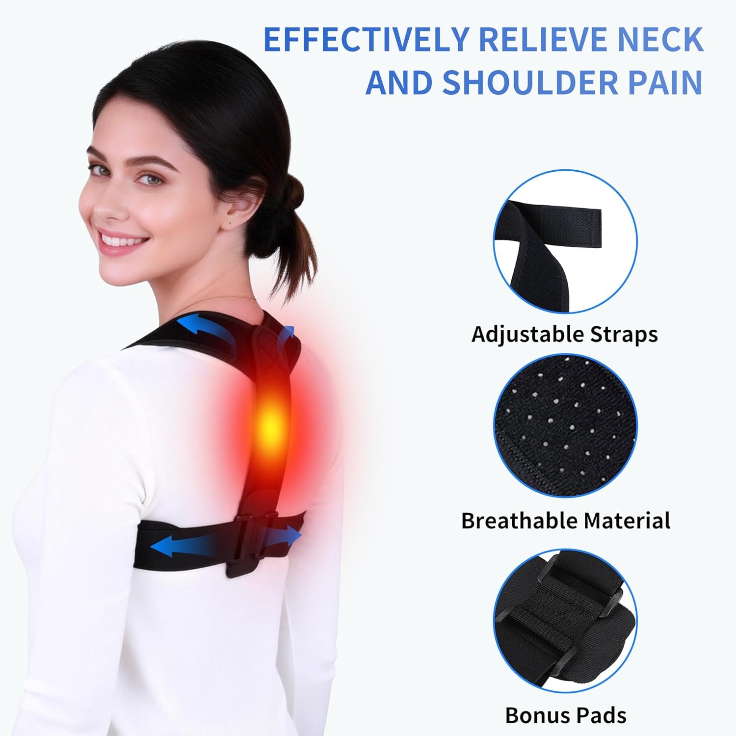 Upper Back Brace Posture Corrector for Women and Men, Adjustable Upper & Mid Back Support, Breathable Back Straightener for Neck, Shoulder & Clavicle Pain Relief