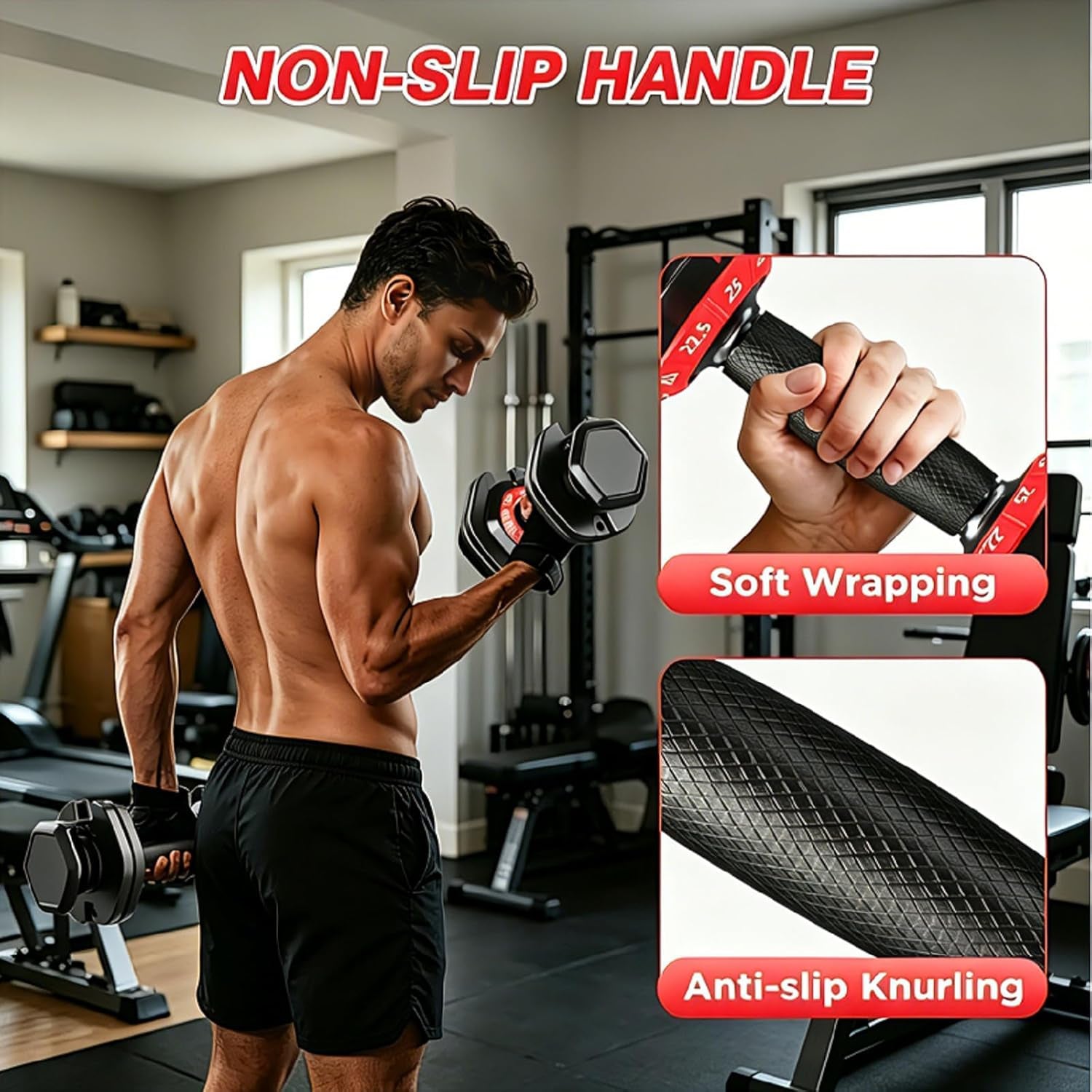 Adjustable Dumbbell Set 25 Lb to 55 Lb, Adjustable Dumbbells 10-In-1 Free Weight Set, 1-Second Dial Weight Adjustment,Space-Saving Design with Storage Base, Home Gym Strength Training Equipment